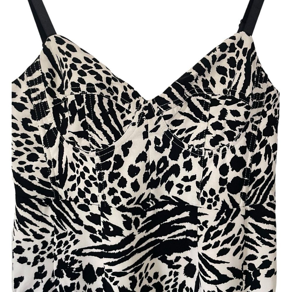 Women's Animal Print Bustier Midi Dress - Sergio Hudson - Black/Cream Size Small